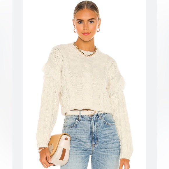 Cupcakes & Cashmere Solstice Sweater, Birch White, FRINGE Size XS - Picture 3 of 8